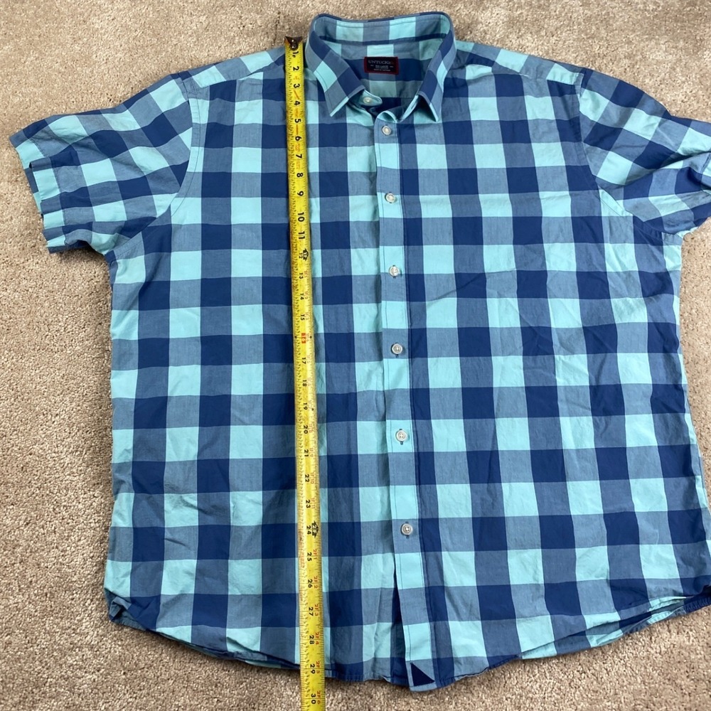 UNTUCKit Mens XXL Blue Buffalo Check Short Sleeve Button Down Cotton Shirt - Picture 5 of 8